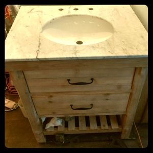 36" Marina vanity in Driftwood w/Marble top